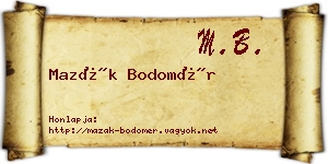 Mazák Bodomér névjegykártya